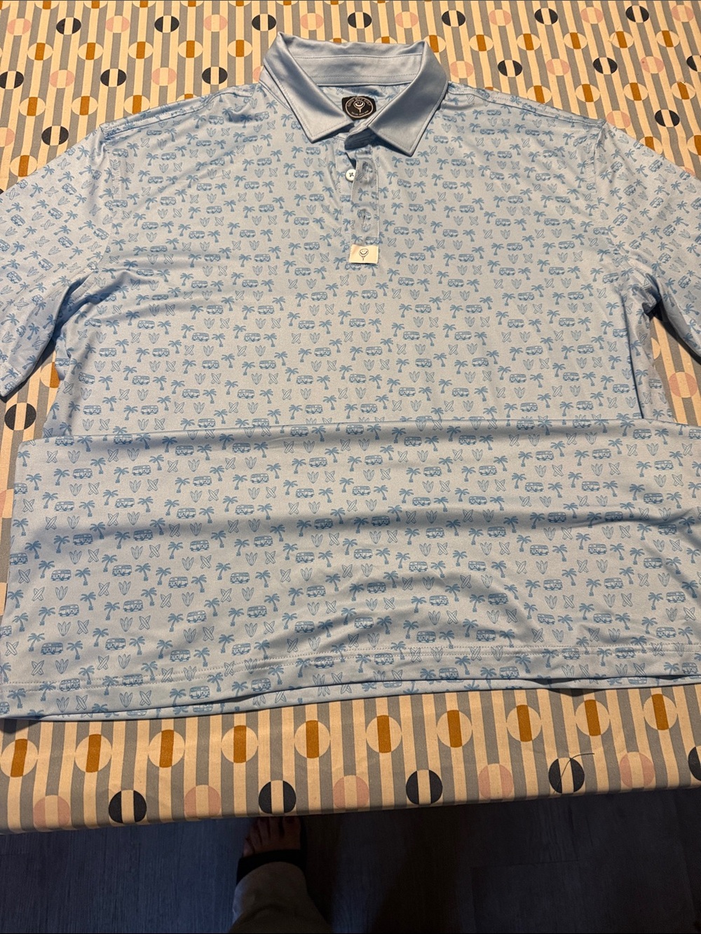 Good Boy Golf- Men's Light Blue‎ Patterned Polo — Classic Collared Short Sleeve